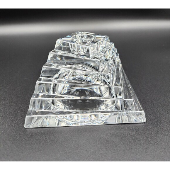 JG Durand Vintage Crystal Sculpture Candle Holder 2.25in x 4in 1980 Round Candle - Picture 10 of 11